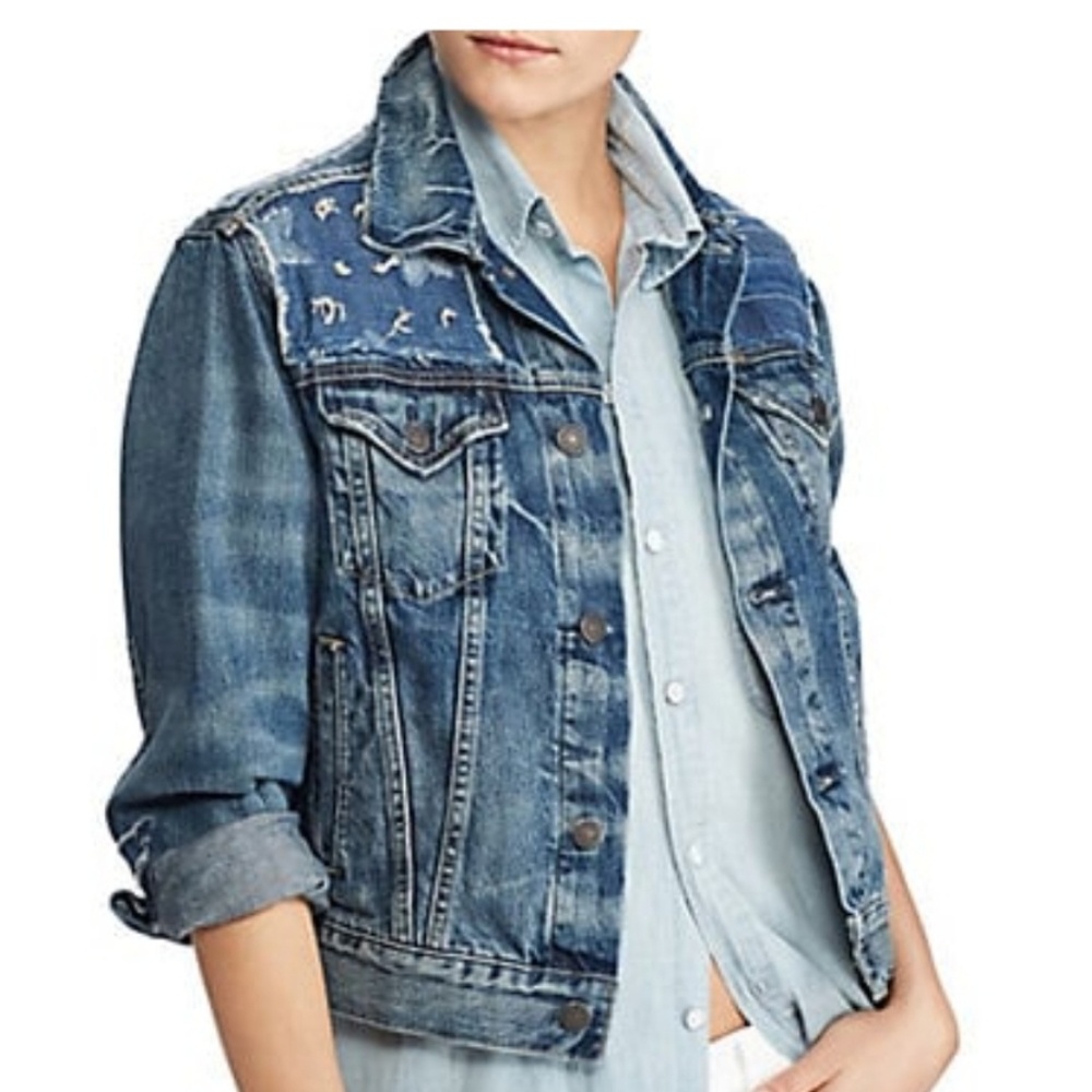RALPH LAUREN TRUCKER CROPPED DENIM JACKET